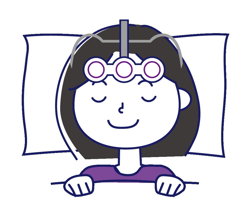 電極シールを付けて寝る女性のイラスト
