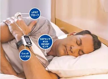 Watch patを取り付けて寝る男性